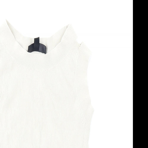 Topshop Womens Beige   Cropped Tank Size 6  - Cold Shoulder