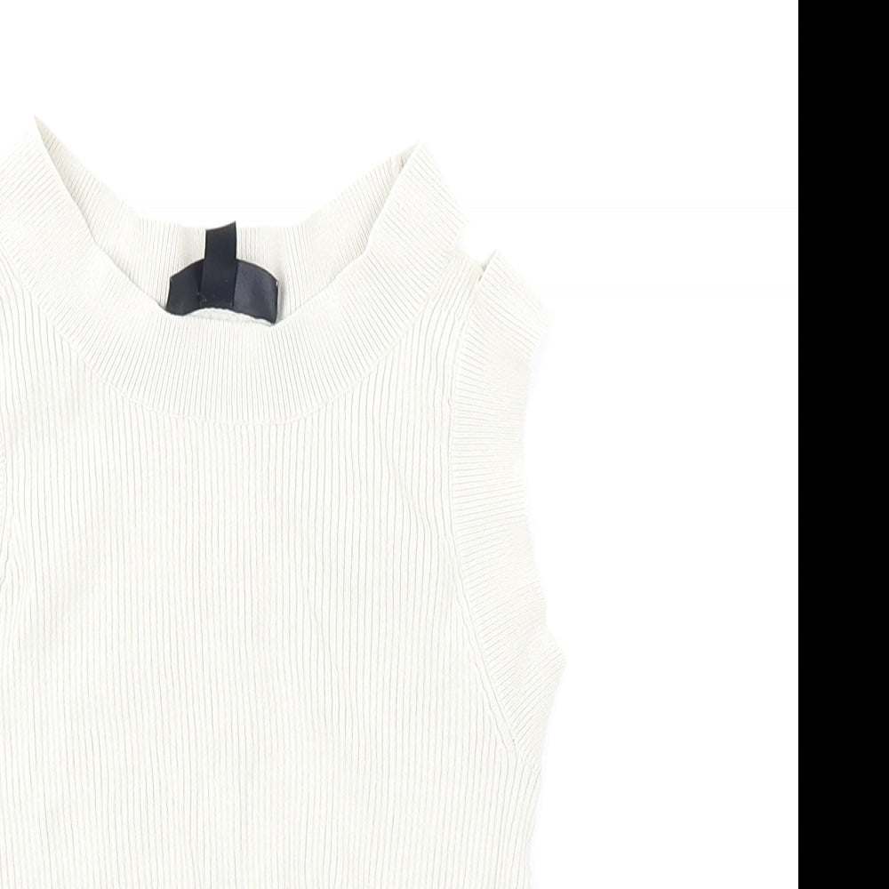 Topshop Womens Beige   Cropped Tank Size 6  - Cold Shoulder
