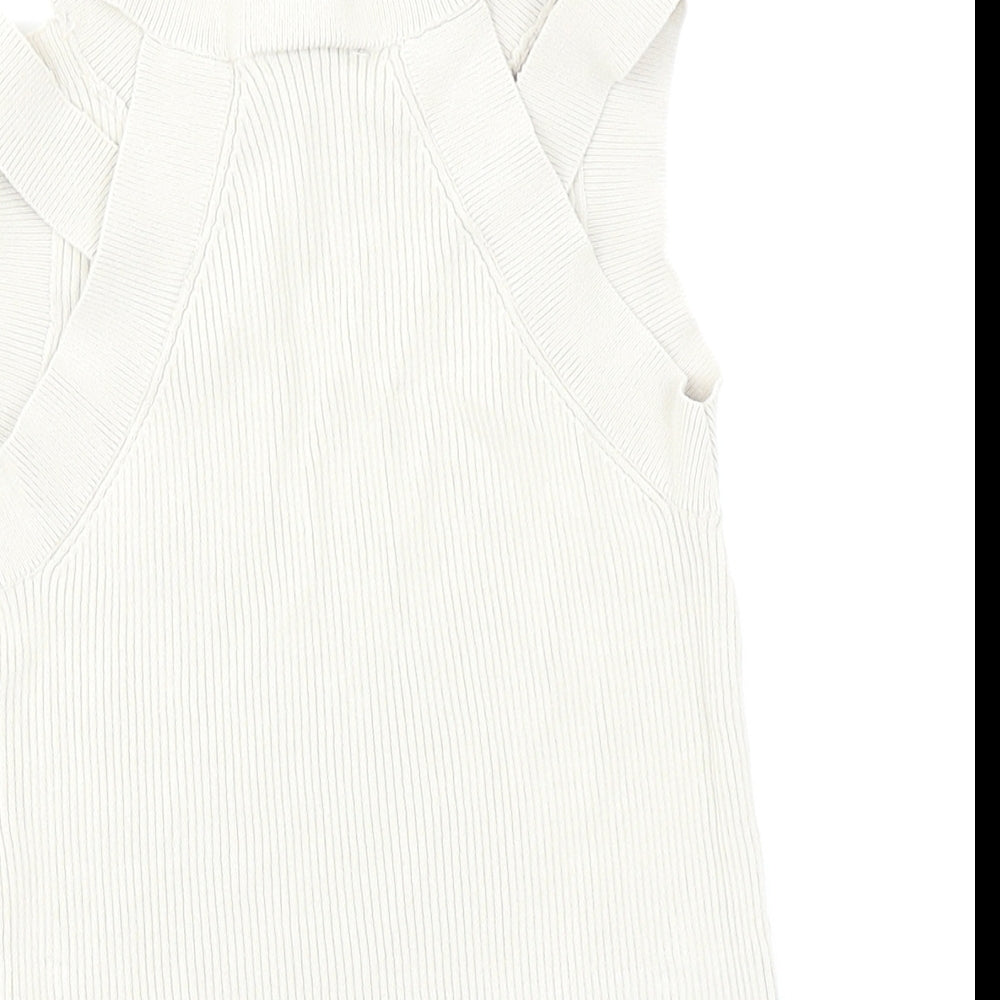 Topshop Womens Beige   Cropped Tank Size 6  - Cold Shoulder