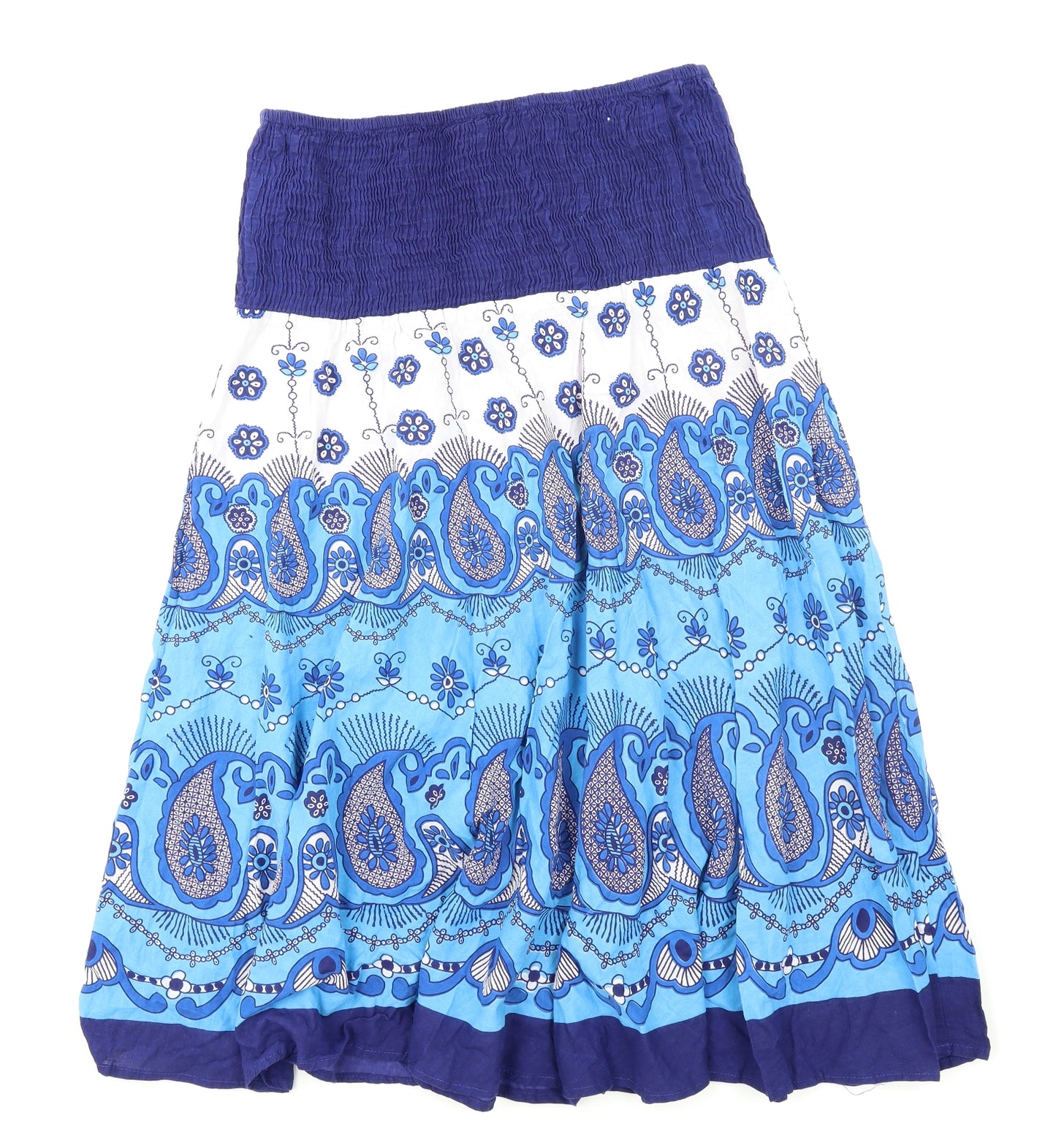 Martildo Womens Blue Floral  Peasant Skirt Size L