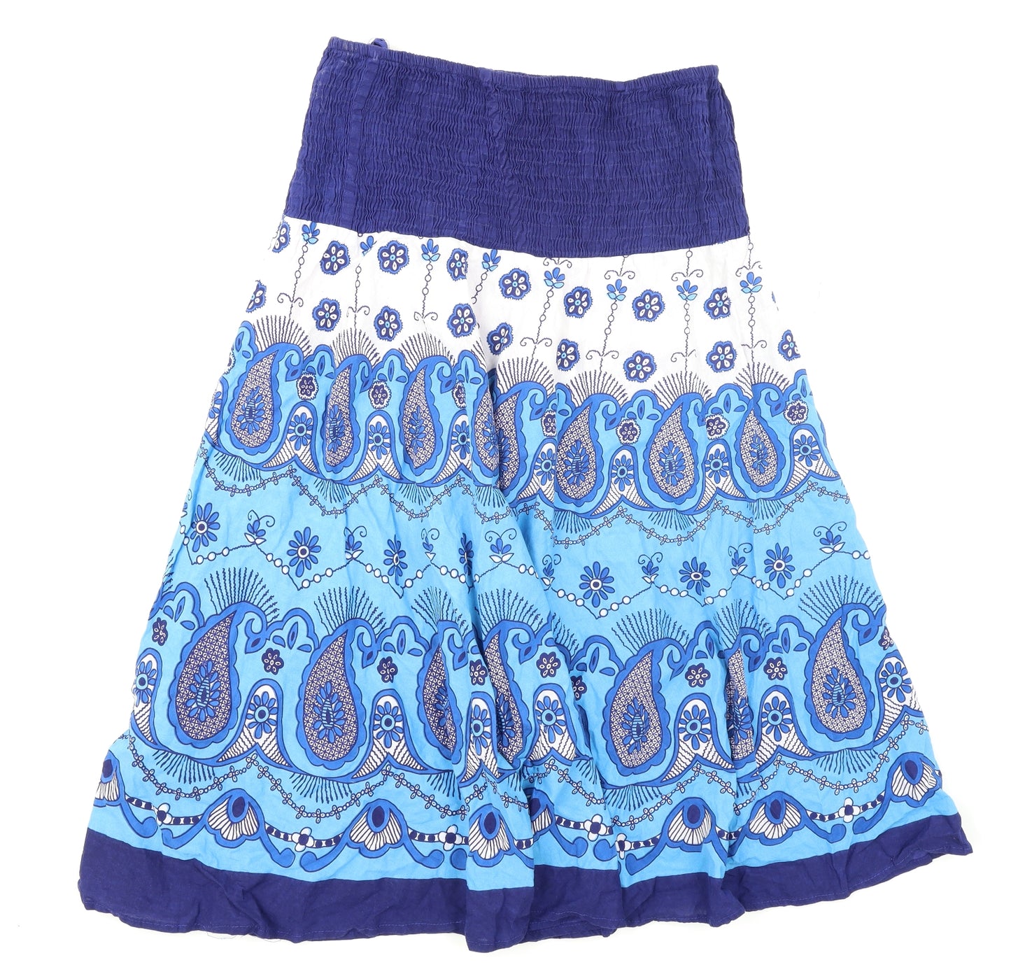 Martildo Womens Blue Floral  Peasant Skirt Size L
