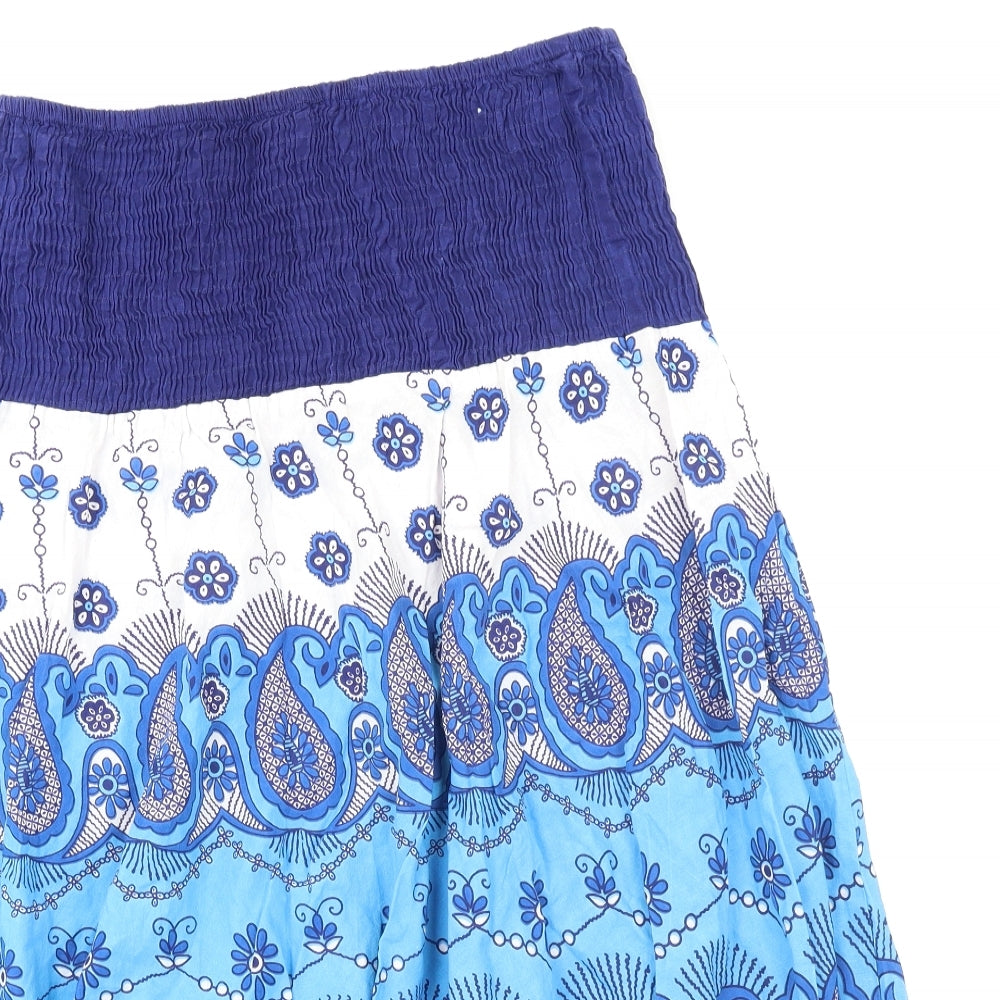 Martildo Womens Blue Floral  Peasant Skirt Size L