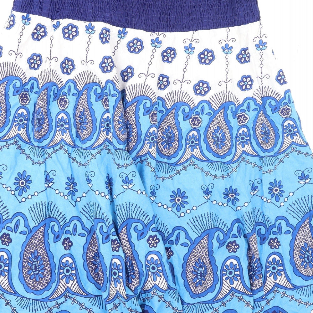Martildo Womens Blue Floral  Peasant Skirt Size L