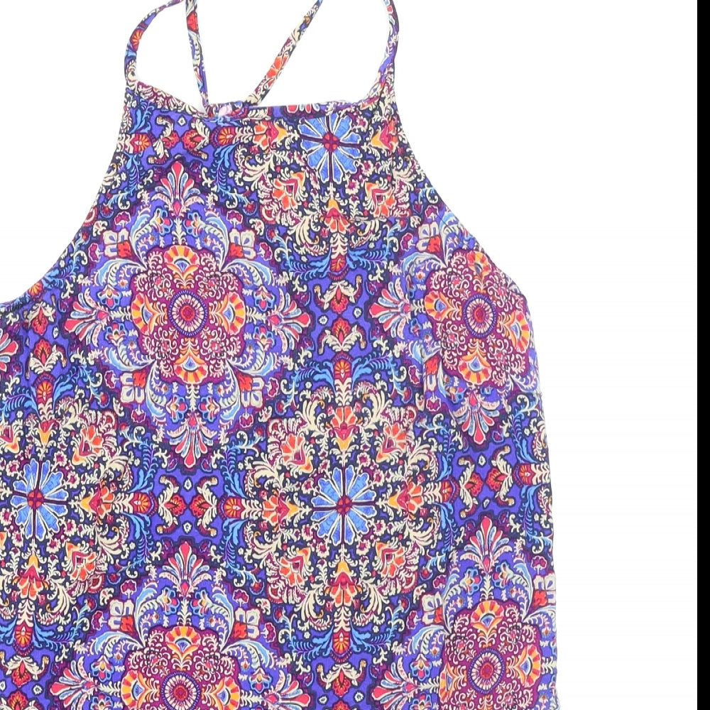 New Look Womens Blue Floral  Camisole T-Shirt Size 10