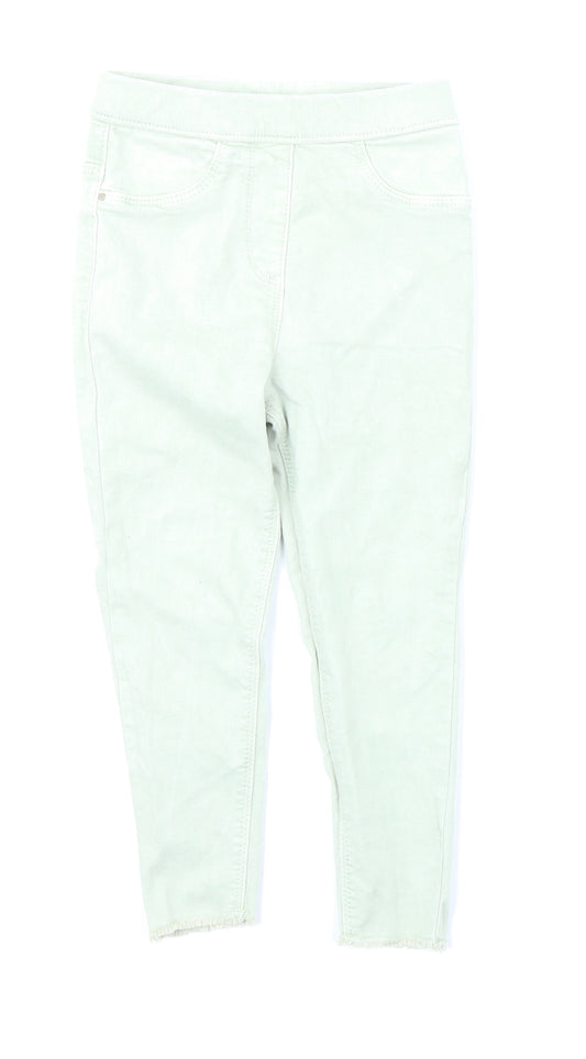 Front view of George girls’ green denim jegging jeans, size 4-5, years