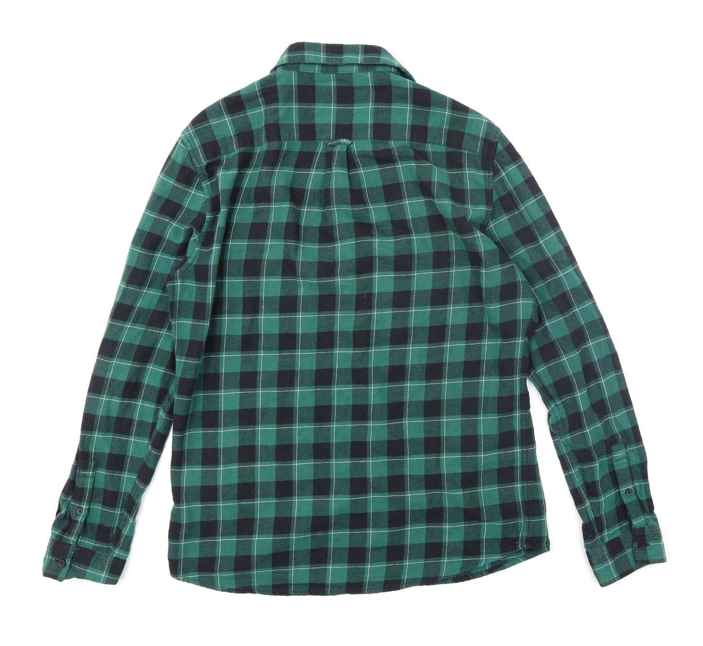 New Look Mens Green Plaid Flannel  Button-Up Size L