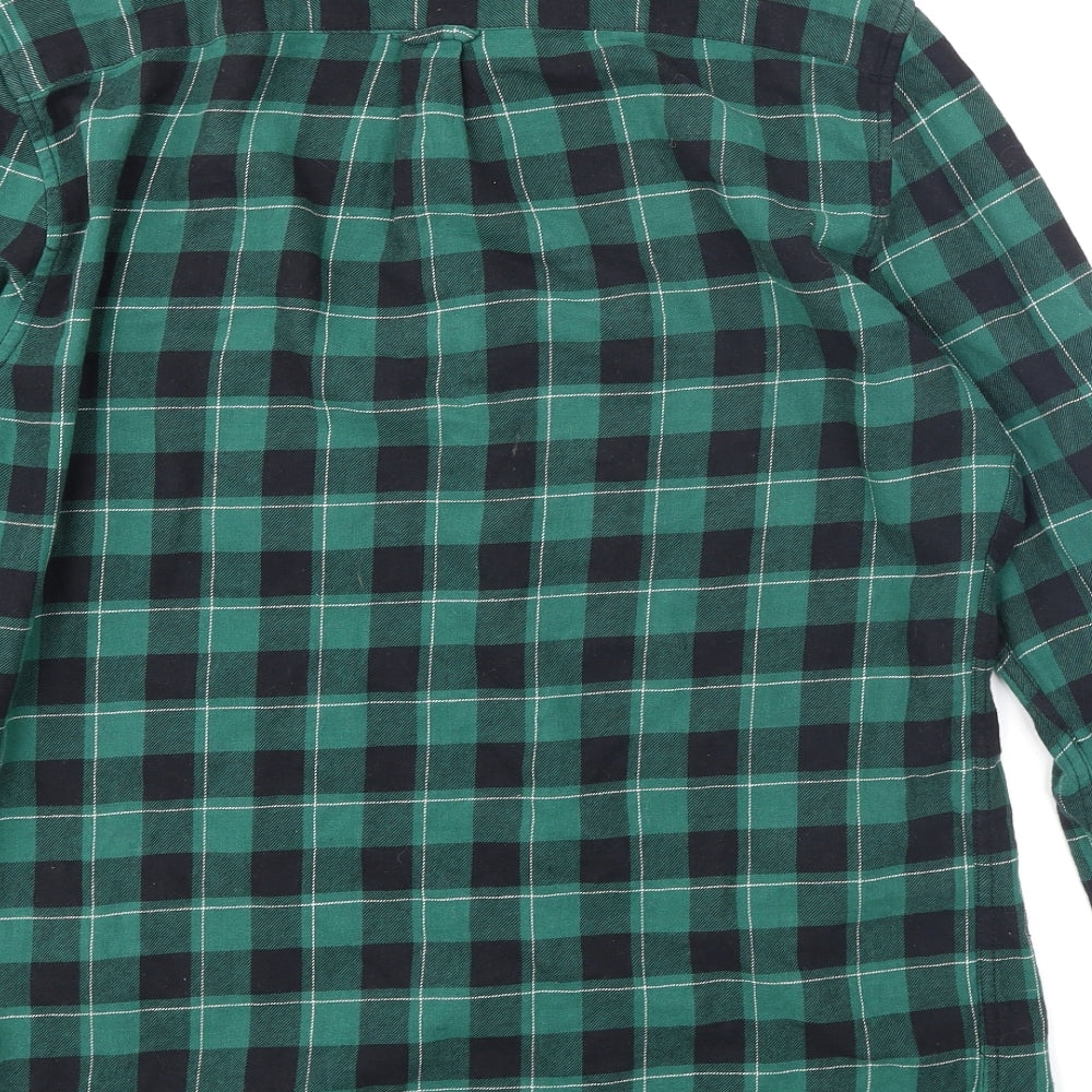 New Look Mens Green Plaid Flannel  Button-Up Size L