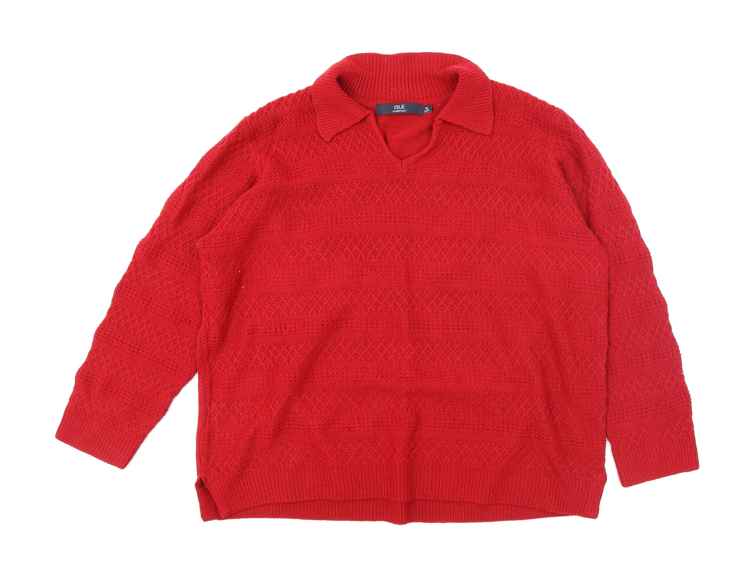 ISLE  Womens Red  Knit Pullover Jumper Size XL