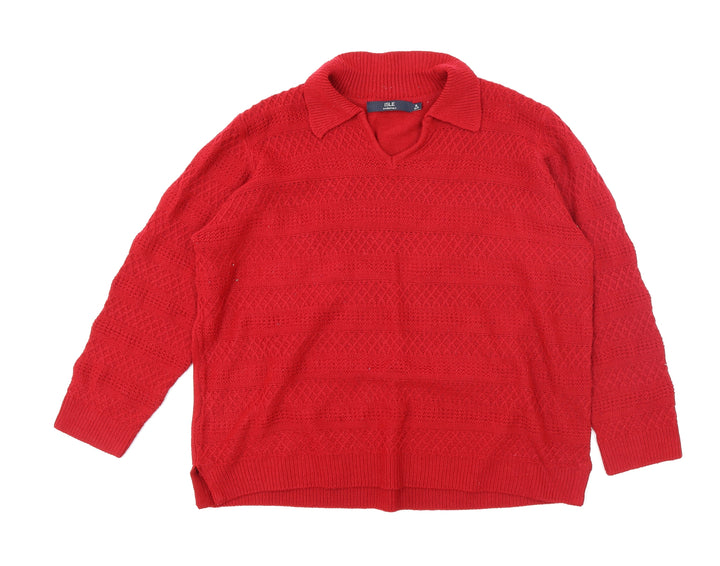 ISLE  Womens Red  Knit Pullover Jumper Size XL