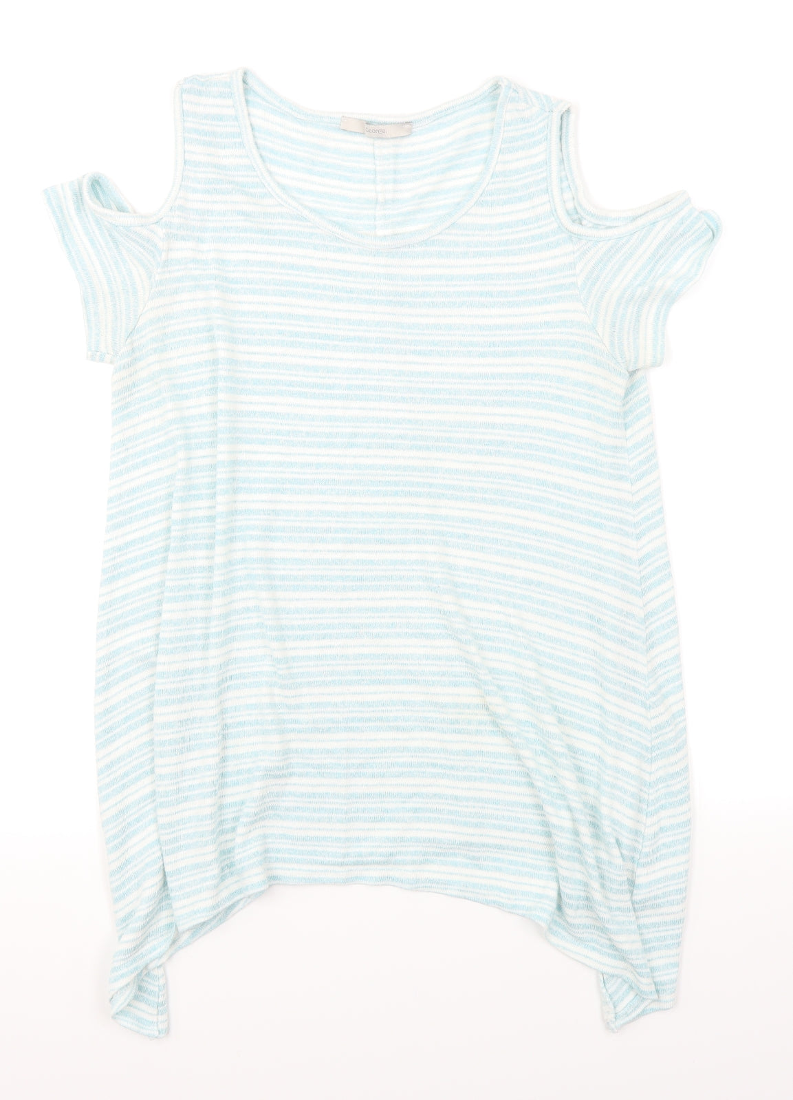 George Womens Blue Striped  Basic T-Shirt Size 16  - Cold Shoulder
