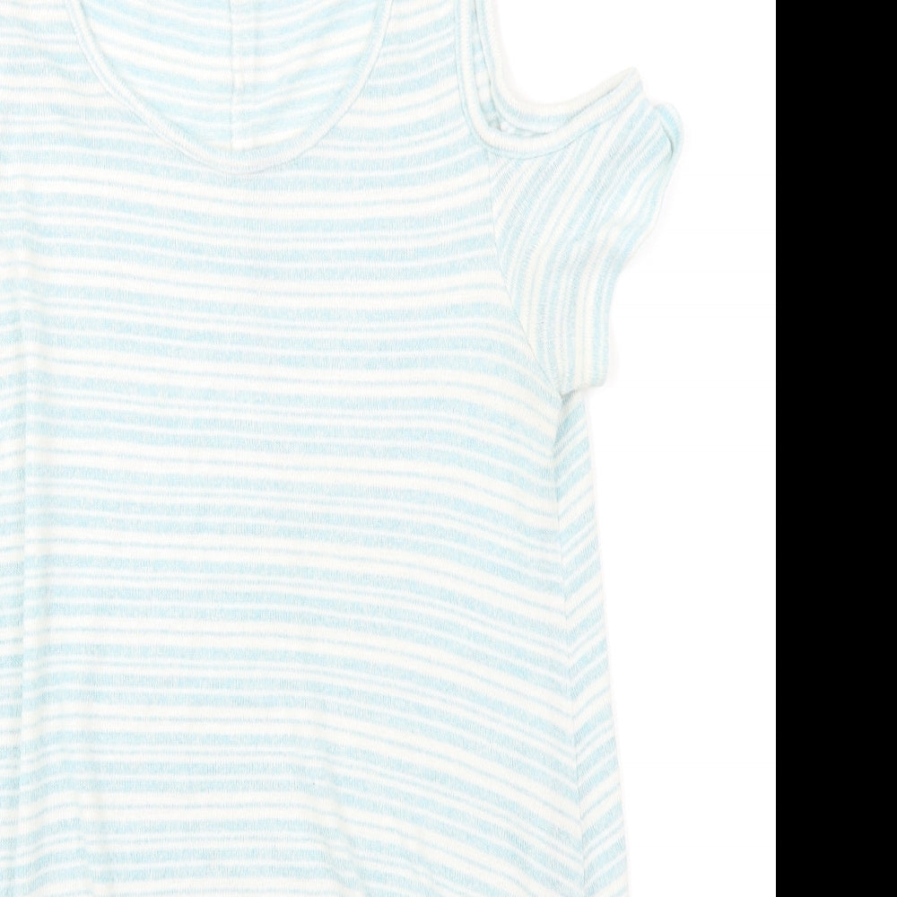 George Womens Blue Striped  Basic T-Shirt Size 16  - Cold Shoulder