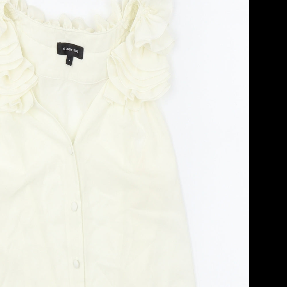 Spense Womens White   Basic Blouse Size L