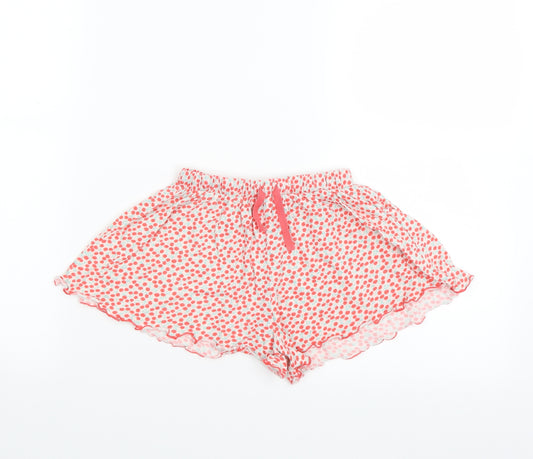Front view of Next girls’ pink solid sleep shorts, size 2-3, years - cherry print