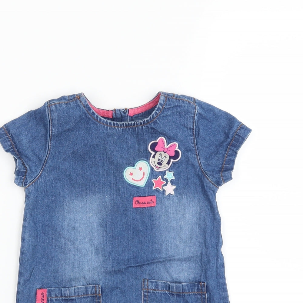 Disney Girls Blue  Denim T-Shirt Dress  Size 18-24 Months  - minnie mouse