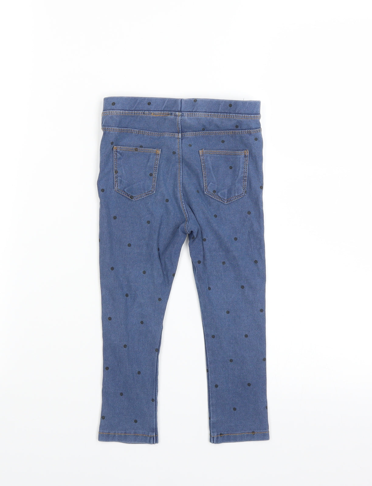 Zara Girls Blue Polka Dot Denim Carrot Trousers Size 2-3 Years - Leggings