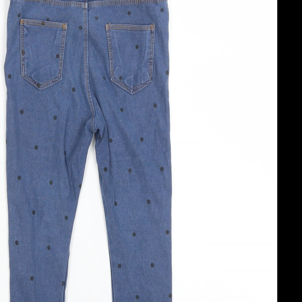 Zara Girls Blue Polka Dot Denim Carrot Trousers Size 2-3 Years - Leggings