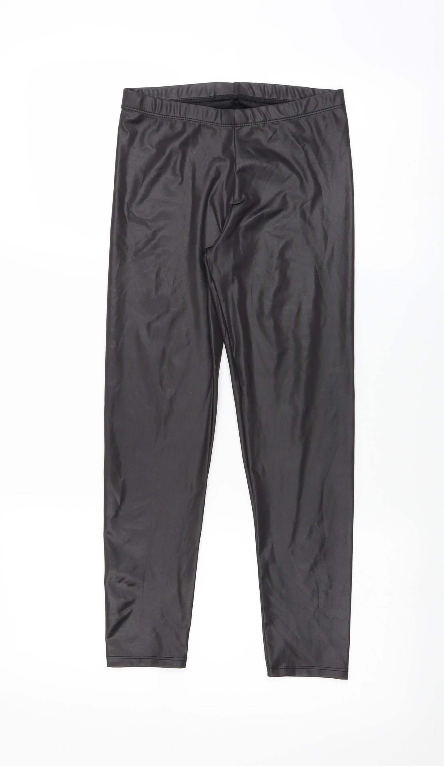 George Girls Black   Carrot Trousers Size 11-12 Years - wet look leggings