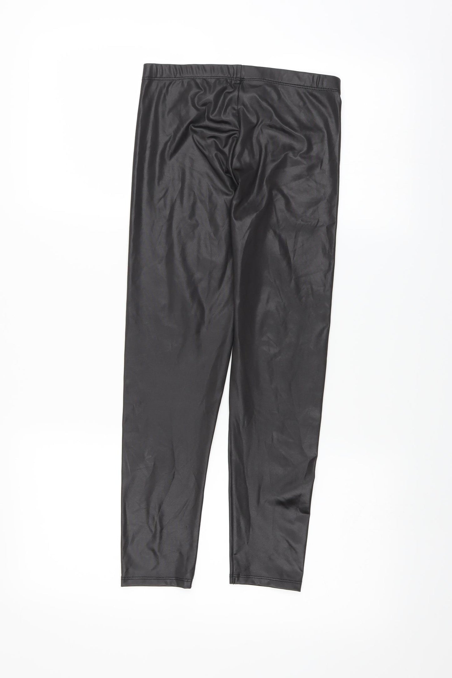George Girls Black   Carrot Trousers Size 11-12 Years - wet look leggings