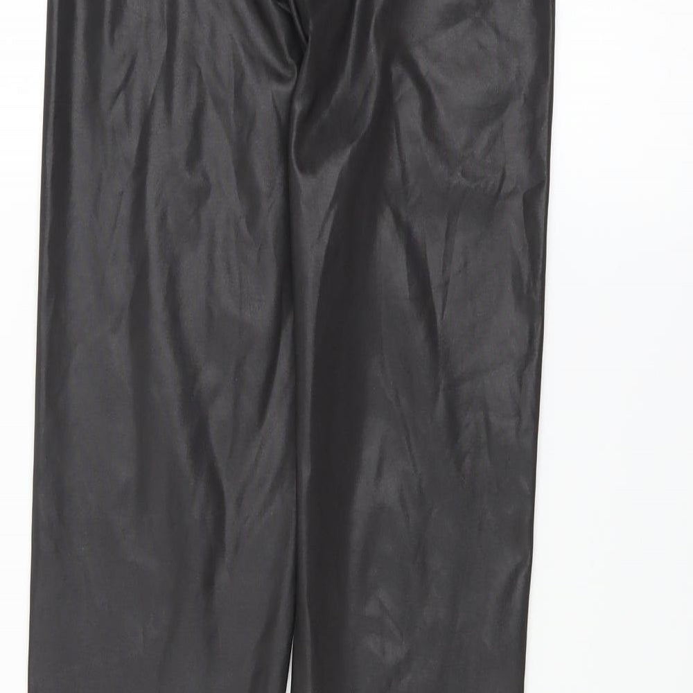 George Girls Black   Carrot Trousers Size 11-12 Years - wet look leggings