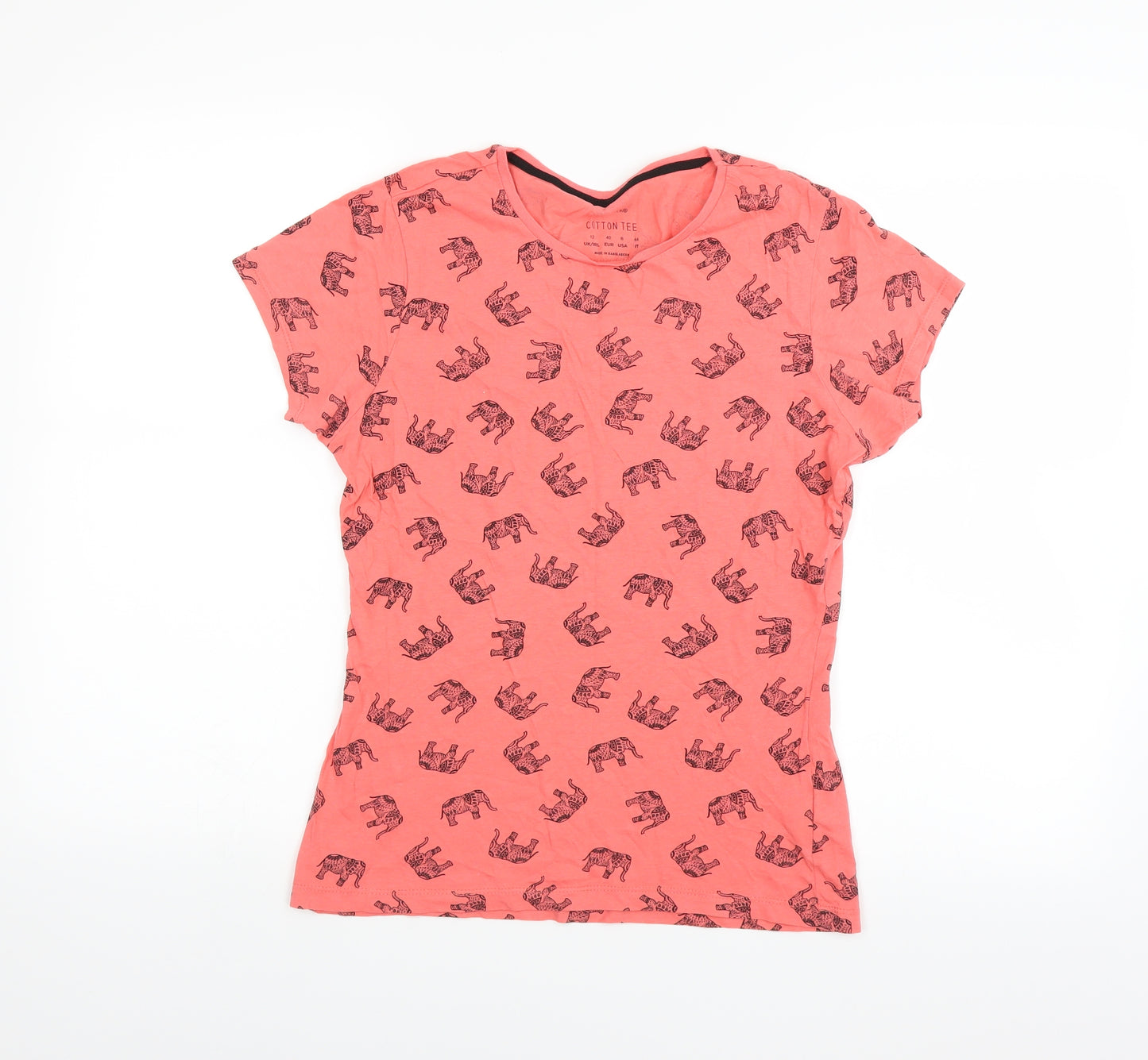 Primark Womens Pink   Basic T-Shirt Size 12  - Elephant Print