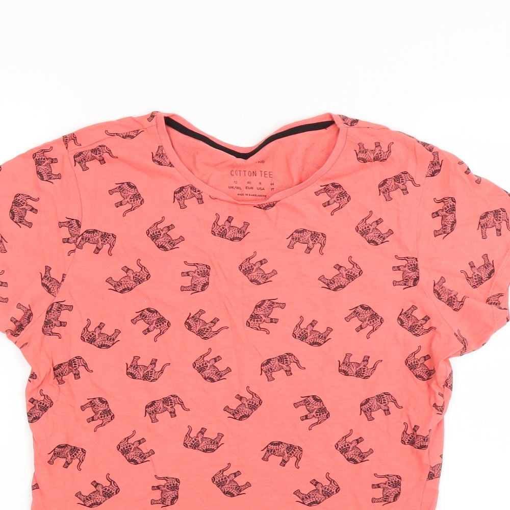 Primark Womens Pink   Basic T-Shirt Size 12  - Elephant Print
