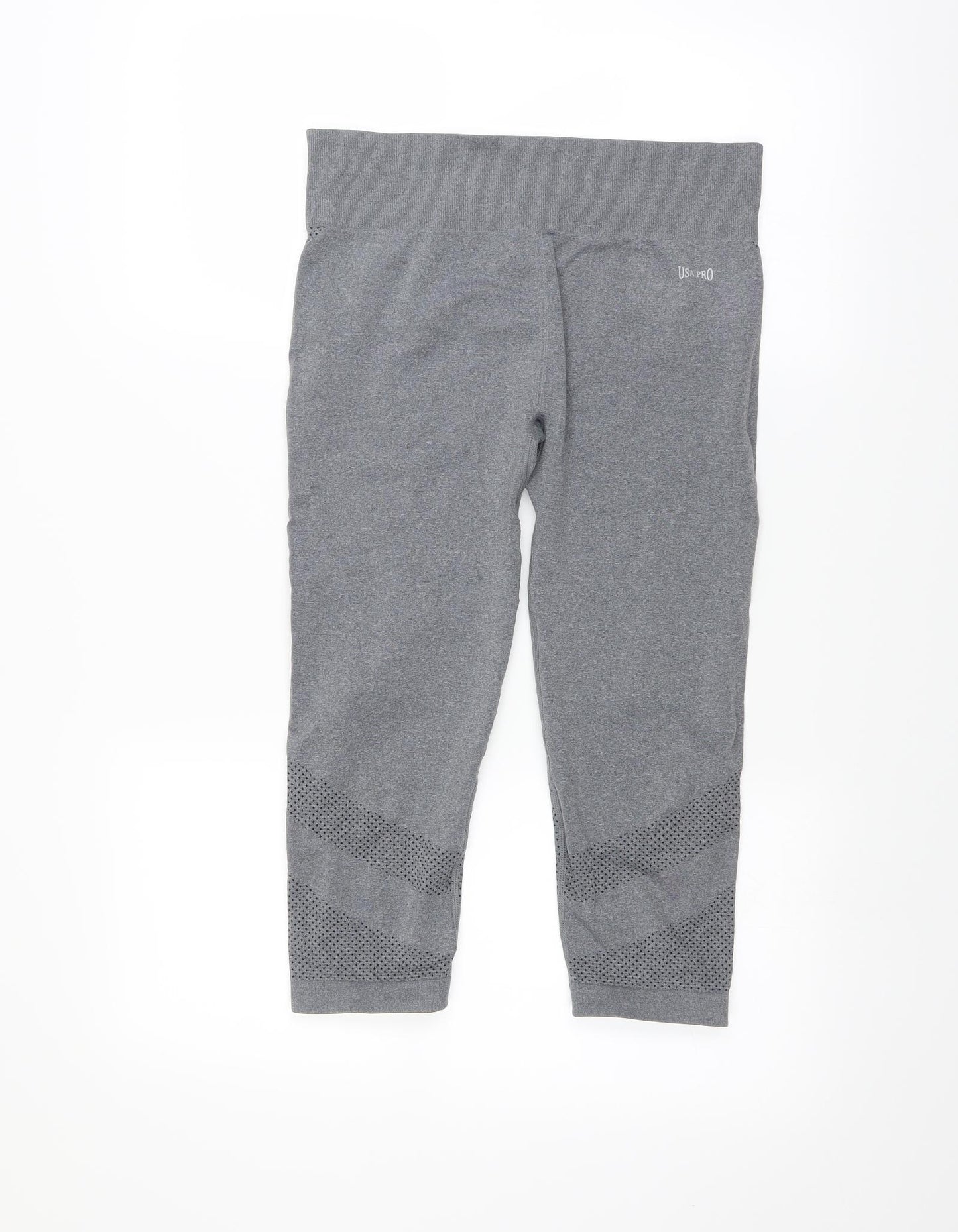 USA Pro Womens Grey   Compression Leggings Size 12 L19 in - cropped