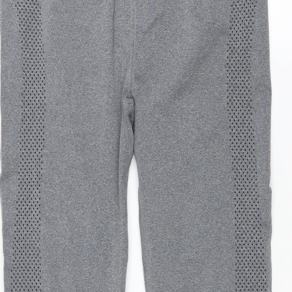 USA Pro Womens Grey   Compression Leggings Size 12 L19 in - cropped