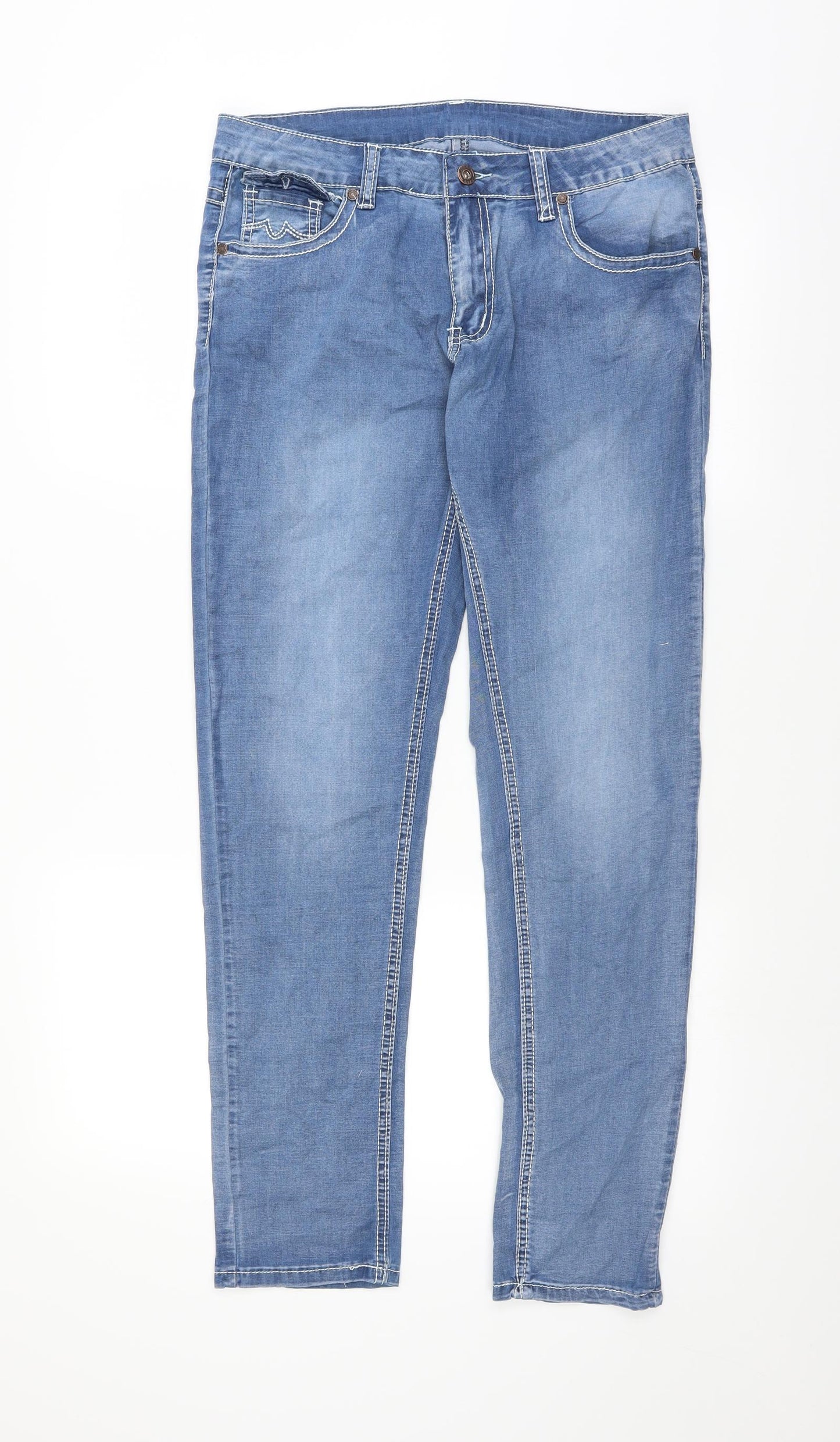 Preworn Womens Blue  Denim Skinny Jeans Size 32 in L30 in