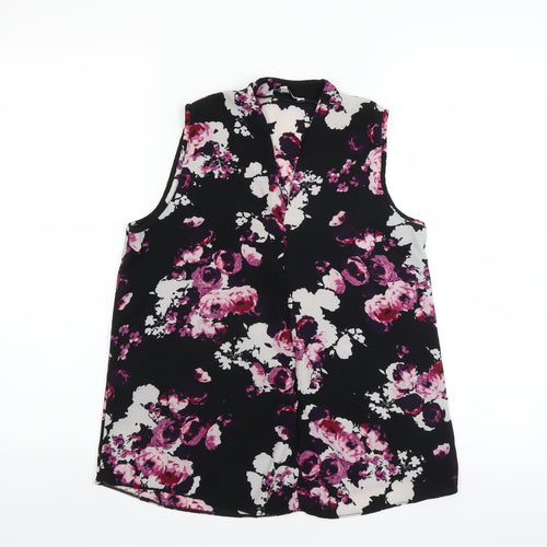 Peacocks Womens Black Floral  Basic Blouse Size 8