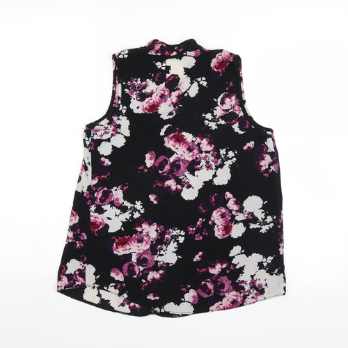 Peacocks Womens Black Floral  Basic Blouse Size 8