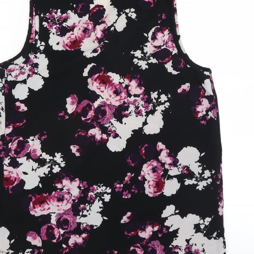 Peacocks Womens Black Floral  Basic Blouse Size 8