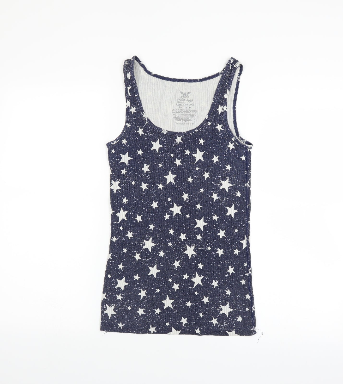 Faded Glory Womens Blue   Basic Tank Size L  - star pattern