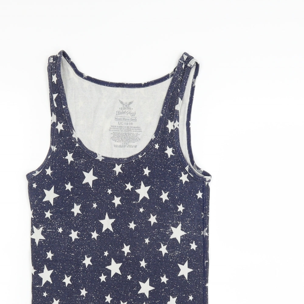 Faded Glory Womens Blue   Basic Tank Size L  - star pattern