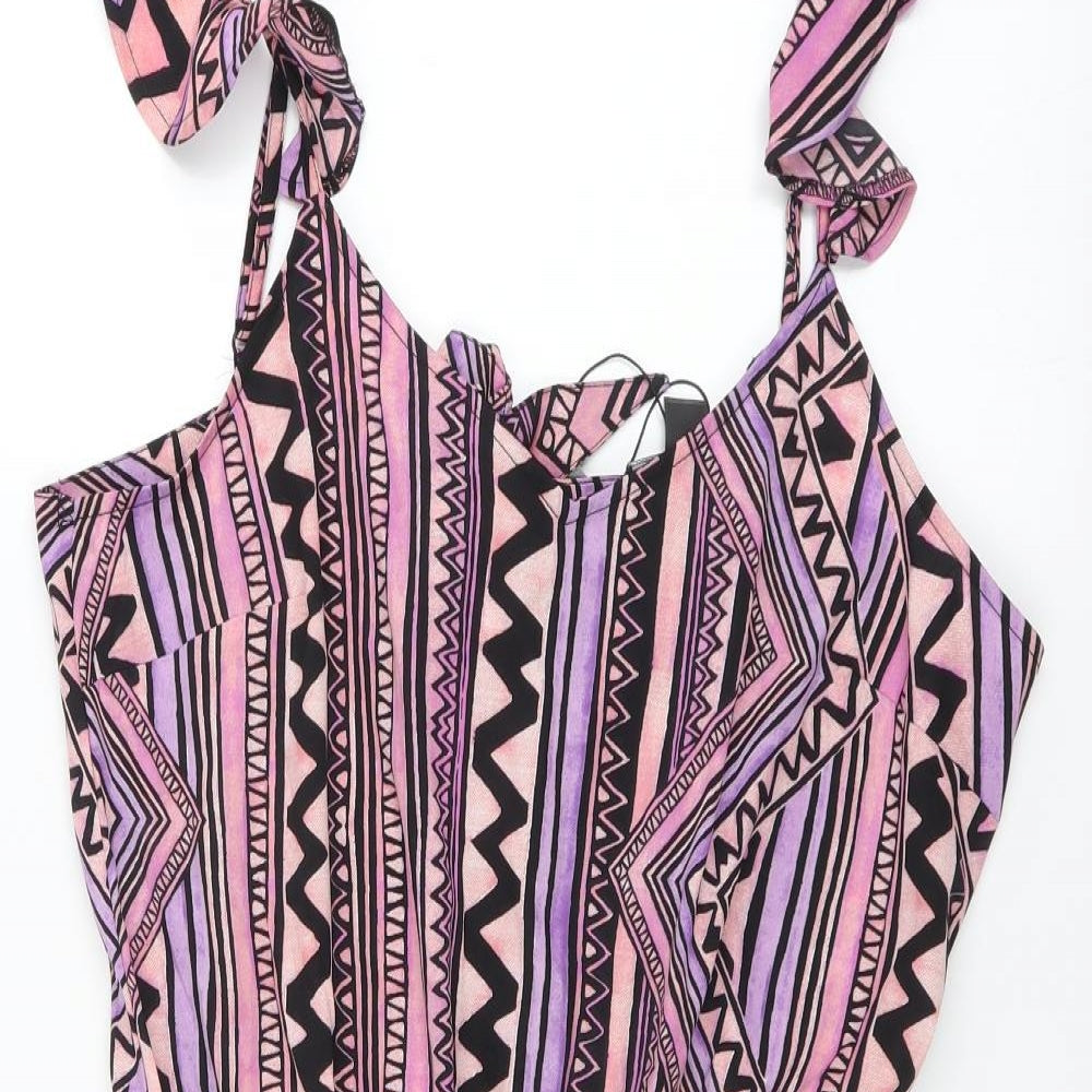 Primark Womens Purple Geometric  Playsuit One-Piece Size 12