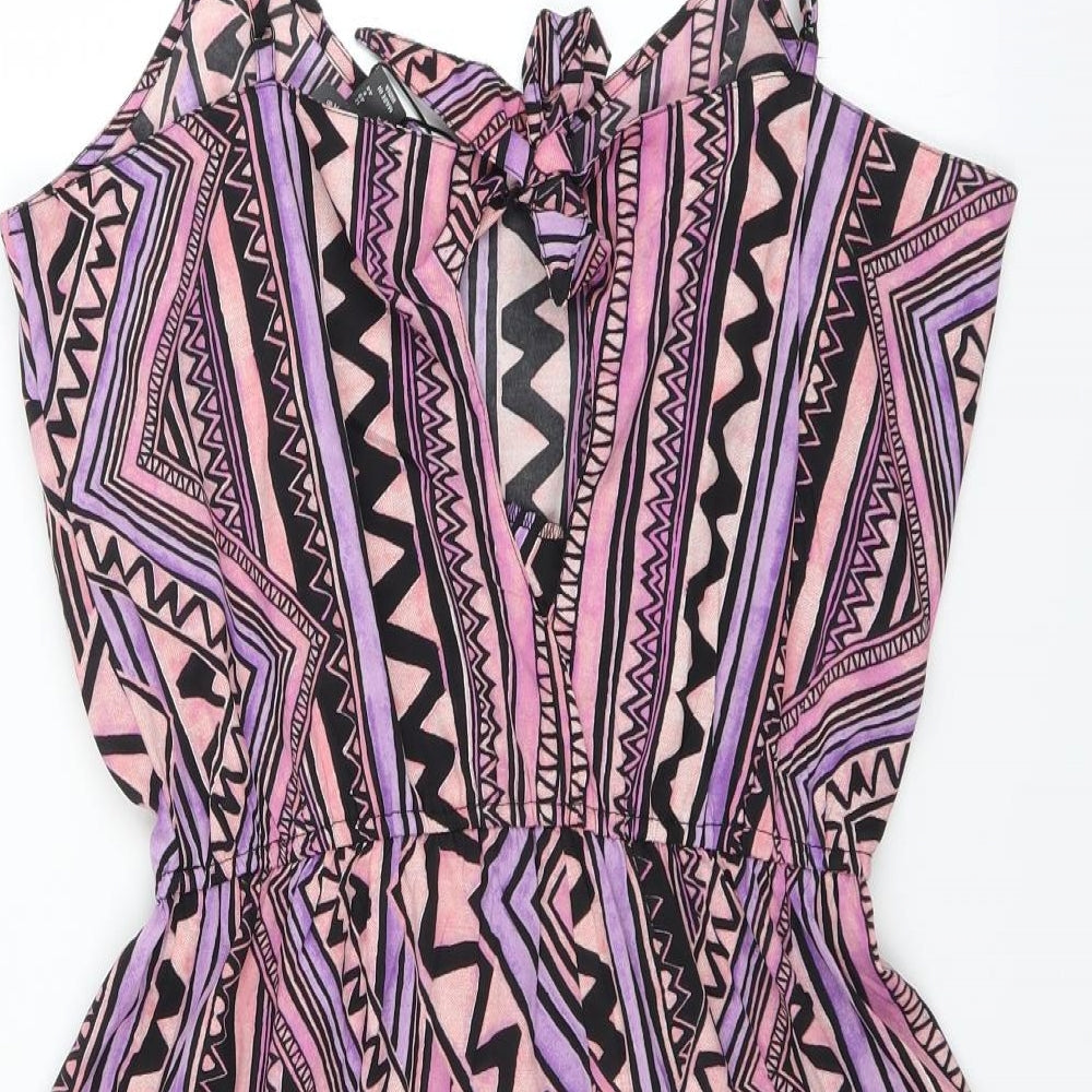 Primark Womens Purple Geometric  Playsuit One-Piece Size 12