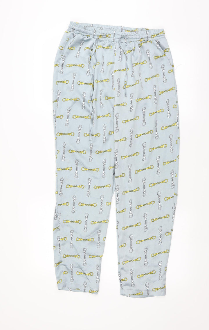 PRETTYLITTLETHING Womens Blue   Trousers  Size 10 L26 in - chain pattern