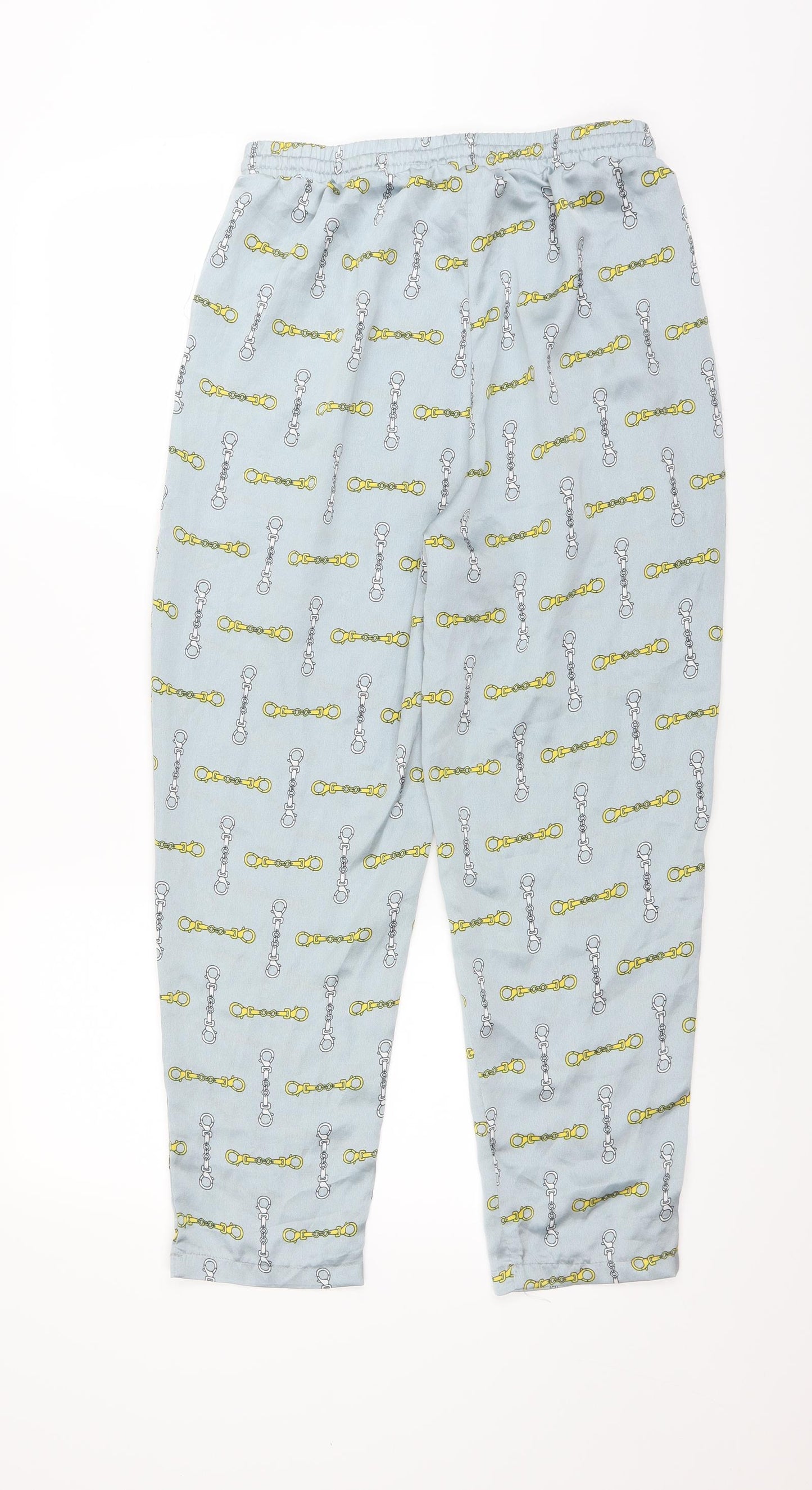 PRETTYLITTLETHING Womens Blue   Trousers  Size 10 L26 in - chain pattern