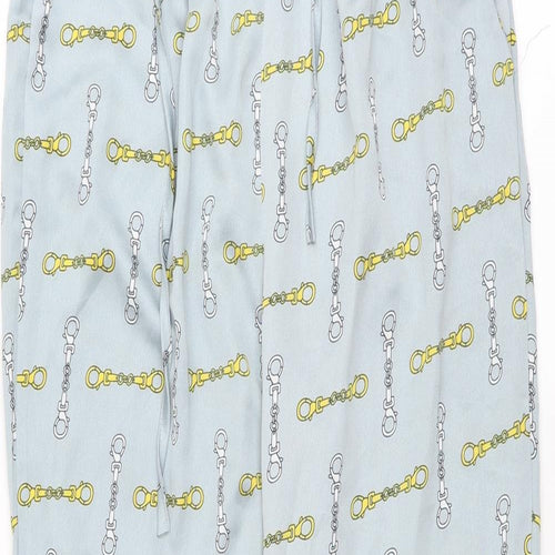 PRETTYLITTLETHING Womens Blue   Trousers  Size 10 L26 in - chain pattern