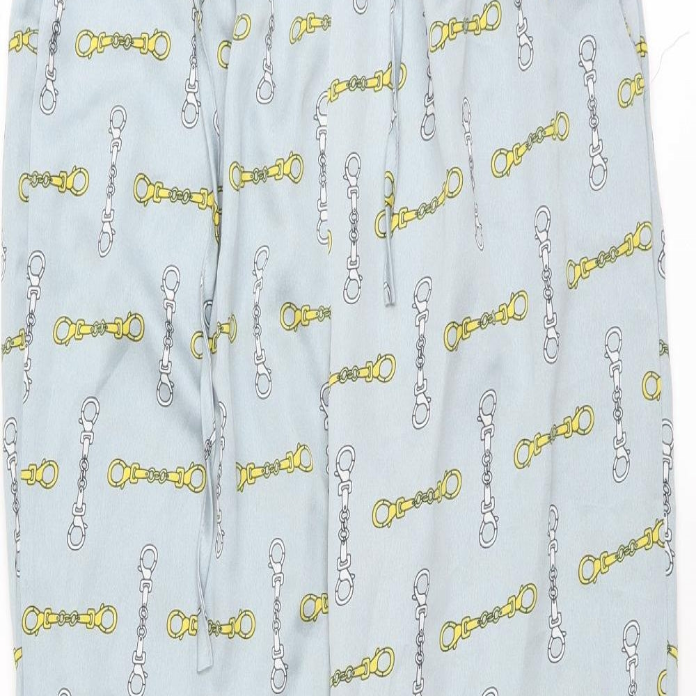 PRETTYLITTLETHING Womens Blue   Trousers  Size 10 L26 in - chain pattern