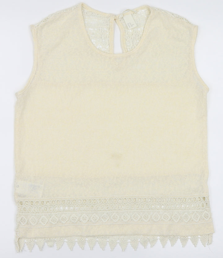 H&M Womens Ivory Basic T-Shirt Size XS