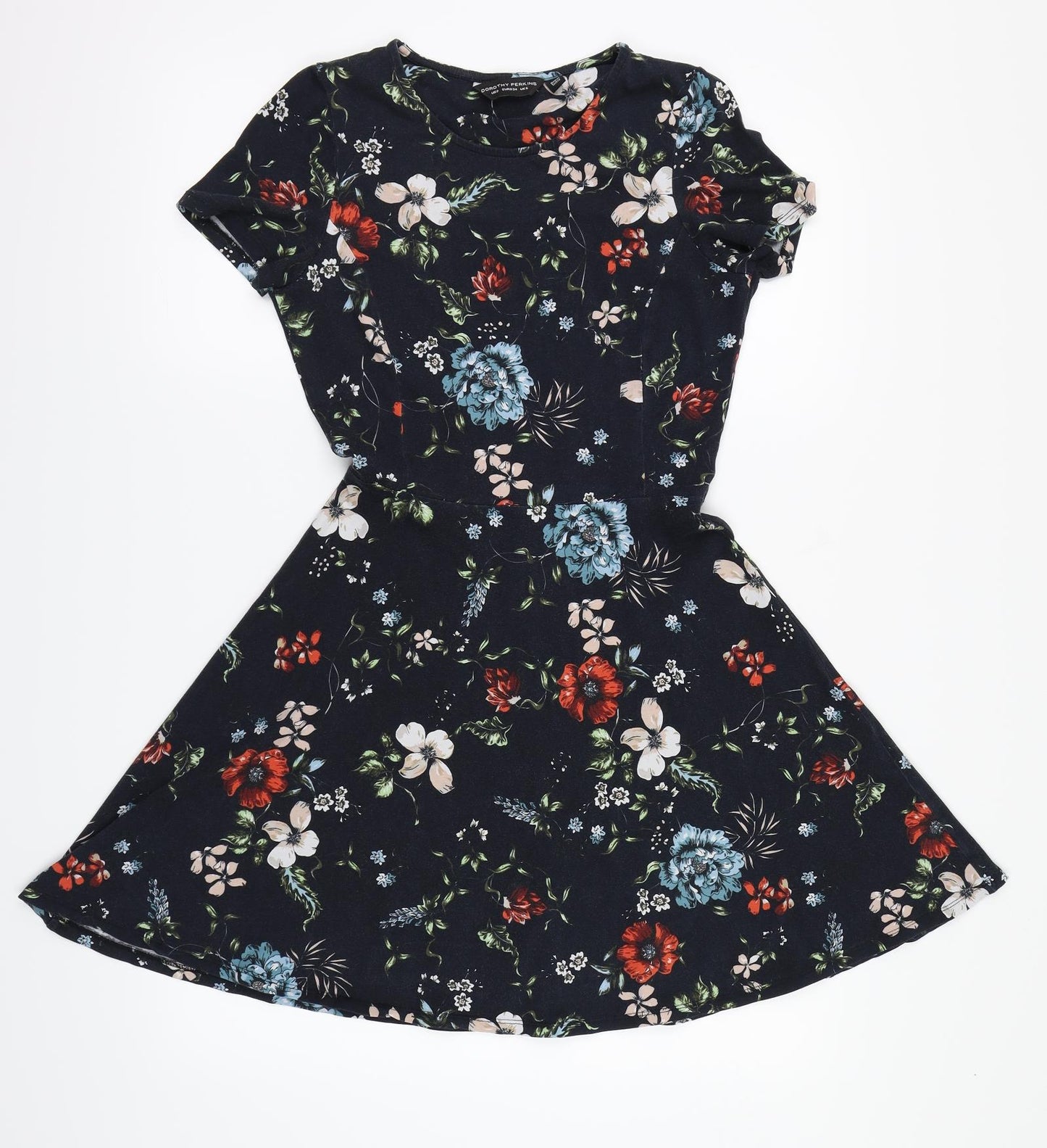 Dorothy Perkins Womens Black Floral  Fit & Flare  Size 6