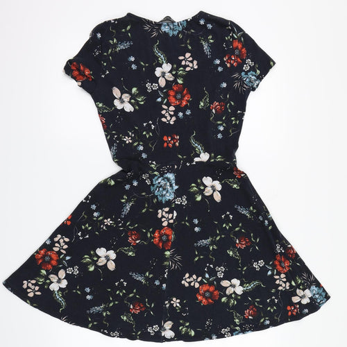 Dorothy Perkins Womens Black Floral  Fit & Flare  Size 6