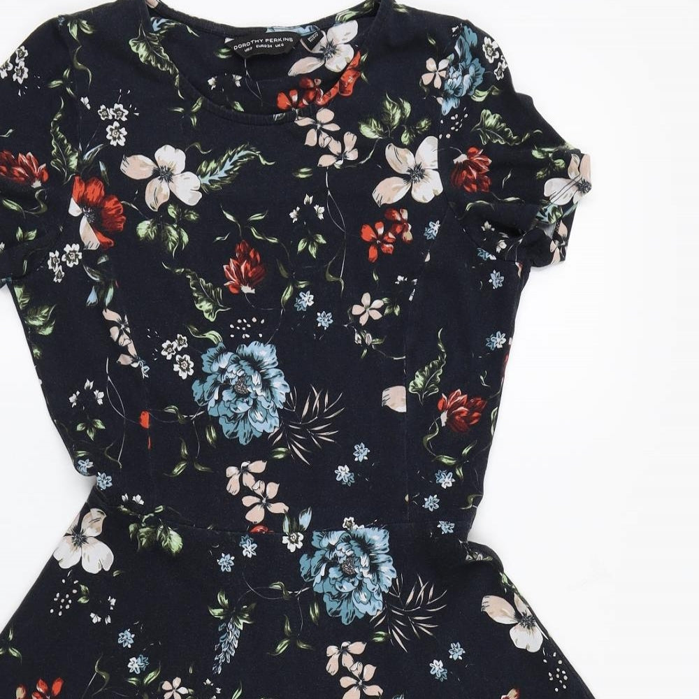 Dorothy Perkins Womens Black Floral  Fit & Flare  Size 6