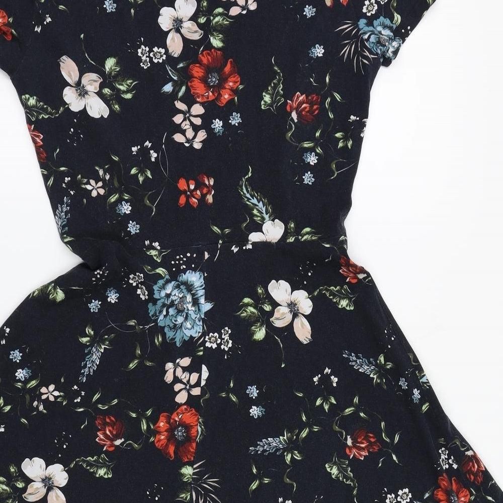 Dorothy Perkins Womens Black Floral  Fit & Flare  Size 6