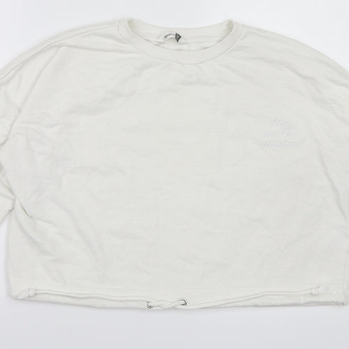 Pep & Co Womens White   Pullover Sweatshirt Size 10