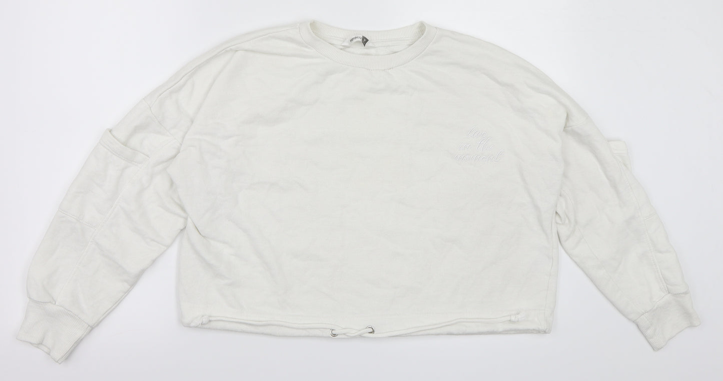 Pep & Co Womens White   Pullover Sweatshirt Size 10