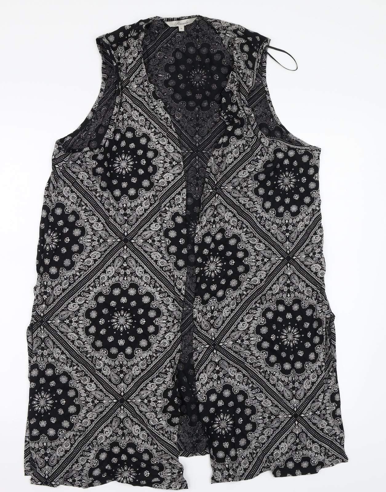 Peacocks Womens Black Floral  Basic Blouse Size M