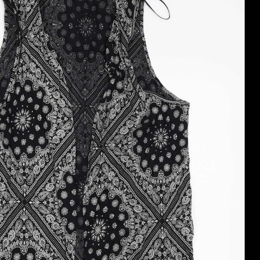 Peacocks Womens Black Floral  Basic Blouse Size M