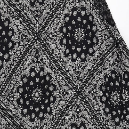 Peacocks Womens Black Floral  Basic Blouse Size M