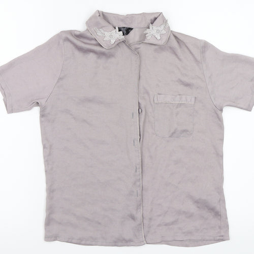 Secret Possessions Womens Grey   Basic Button-Up Size 4